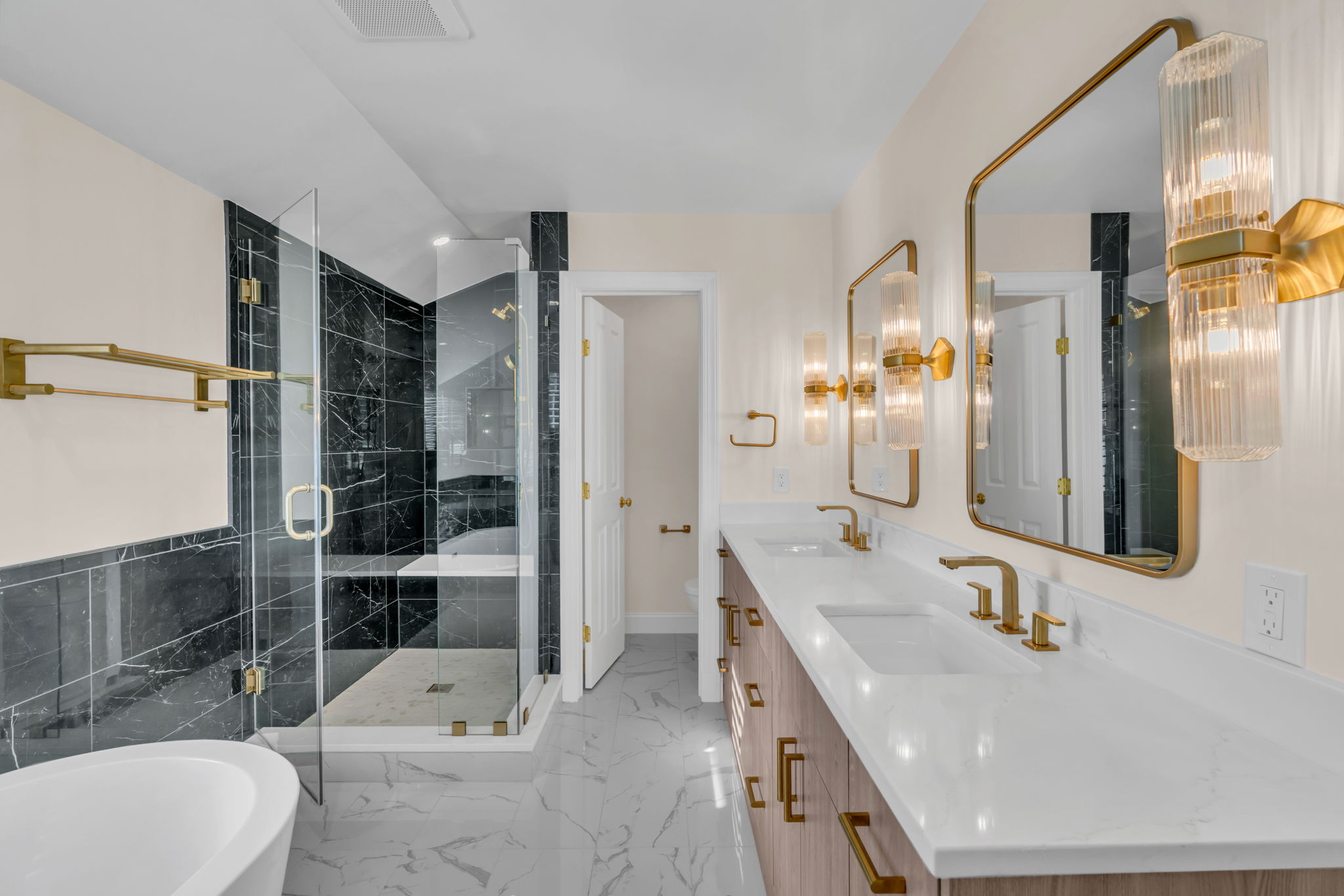 Luxury Modern Bathroom with Brass Fixtures